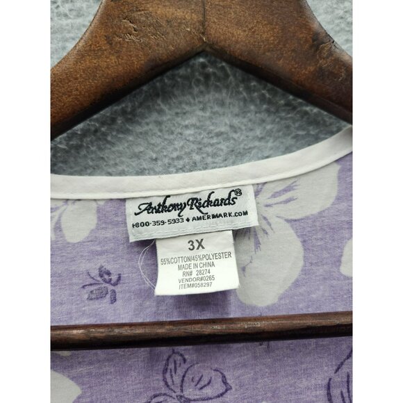 Anthony Richards Womens Plus Size 3X Sleeveless Blouse With Floral Print In Lave - Picture 2 of 4